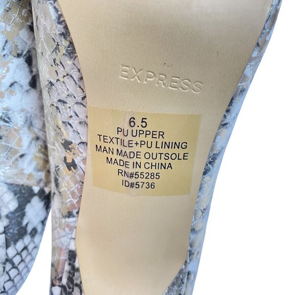 Snake Print Pointed Toe Mule Heels Womens Size 6.5 Slip-On Shoes By Express - Picture 8 of 12